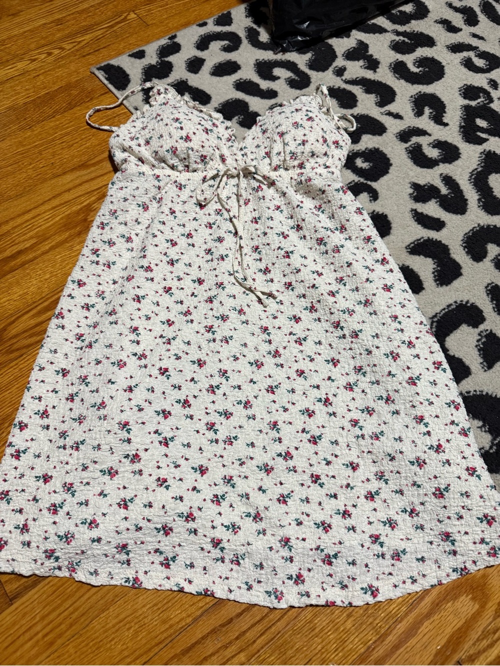 No Boundaries White Mini Dress with Pink Floral Print